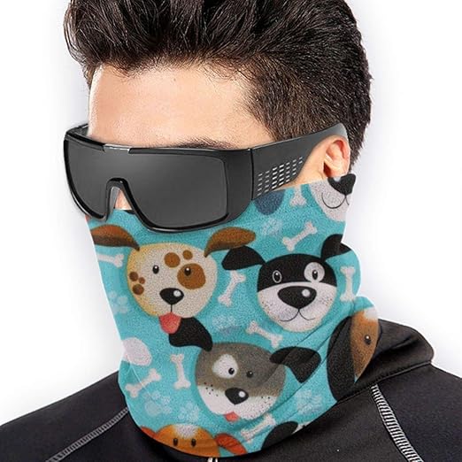 Puppy Dog Dogs Faces Allover Bones Paw Prints On Blue