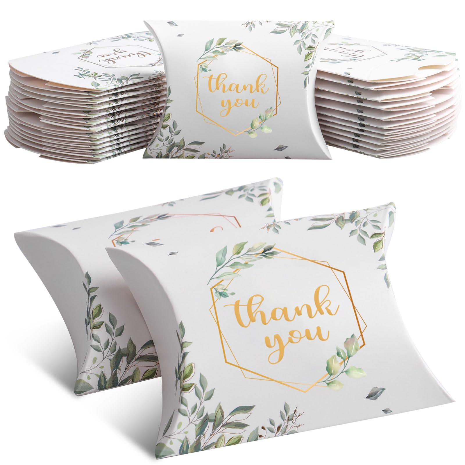 Photo 1 of Haomian 100 PCS 4.5Inch x 3.5Inch Kraft Paper Pillow Gift Boxes Candy Treat Gift Box Wedding Party Favor Boxes Sweet Bags Thank You Box for Wedding Bridal Shower Baby Shower Birthday Party Supplies