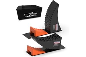 TOWKING Camper Leveler System, 6" Lift, 35,000 lbs, 2-Pack RV Leveling Blocks with Curved Design & Wheel Chocks, Perfect for Campers, Fifth Wheels, and Dual Axle Trailers