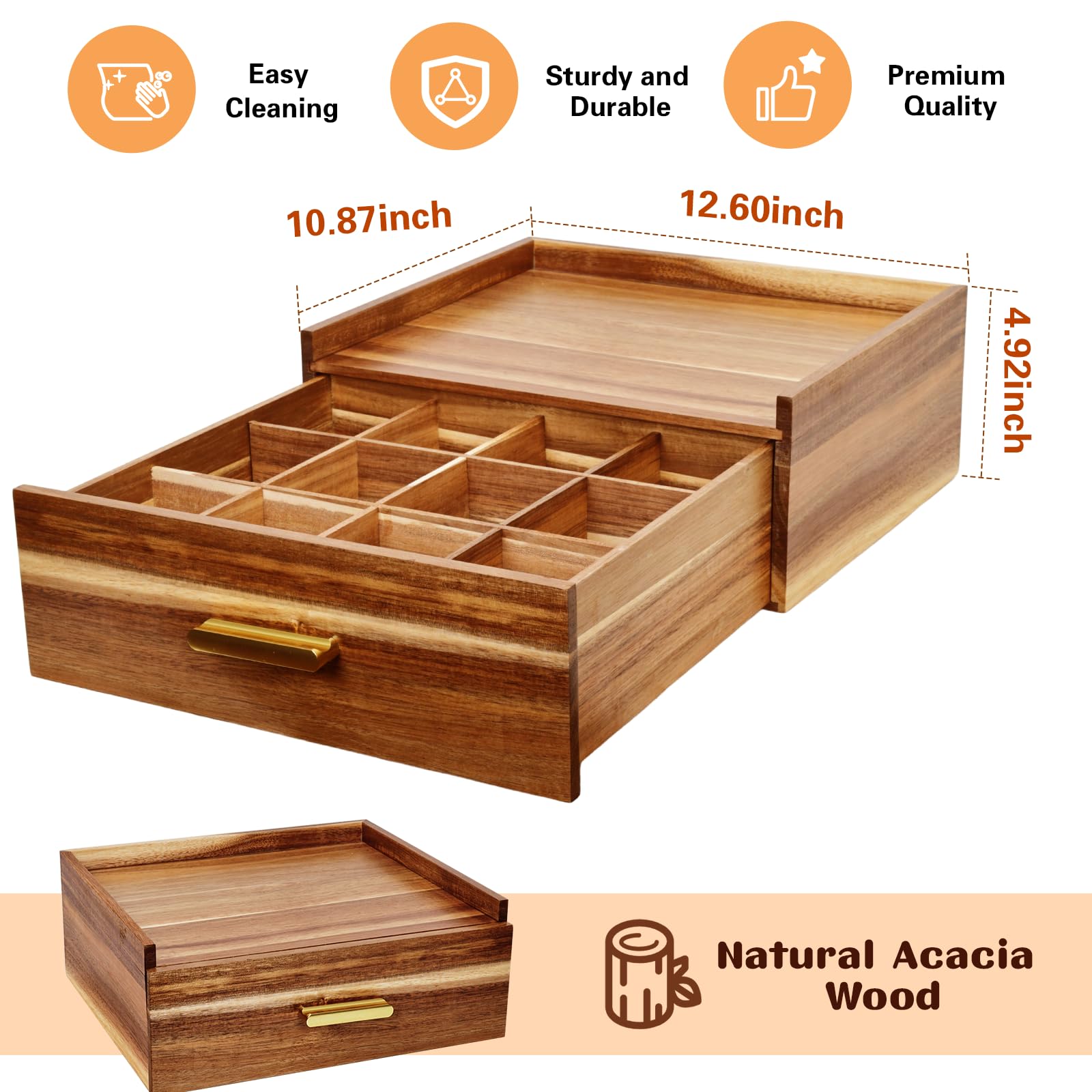 Mua Acacia Wood Tea Holder Organizer,Tea Box Organizer Storage Box,Tea ...