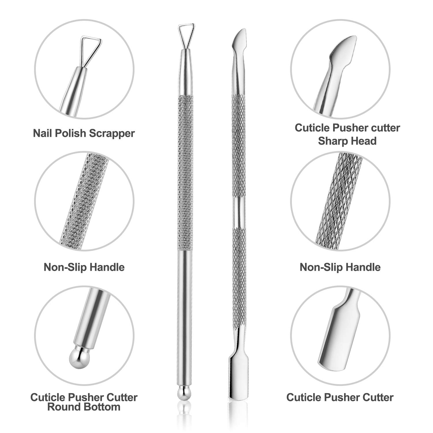Cuticle Trimmer with Cuticle Pusher -YINYIN Cuticle Remover Cuticle Nippers Professional Stainless Steel Cuticle Pusher and Cutter Clippers Durable Pedicure Manicure Tools for Fingernails and Toenails: Beauty