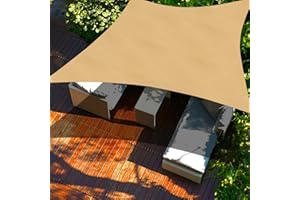 Cool Area Sun Shade Sail 8x12FT Rectangle Shade Canopy Outdoor Shade Cover for Patio Backyard Deck Garden, Sand