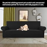 HEYOMART High Stretch Sofa Cover Jacquard Knitted Thick 4 Seater Black view 2