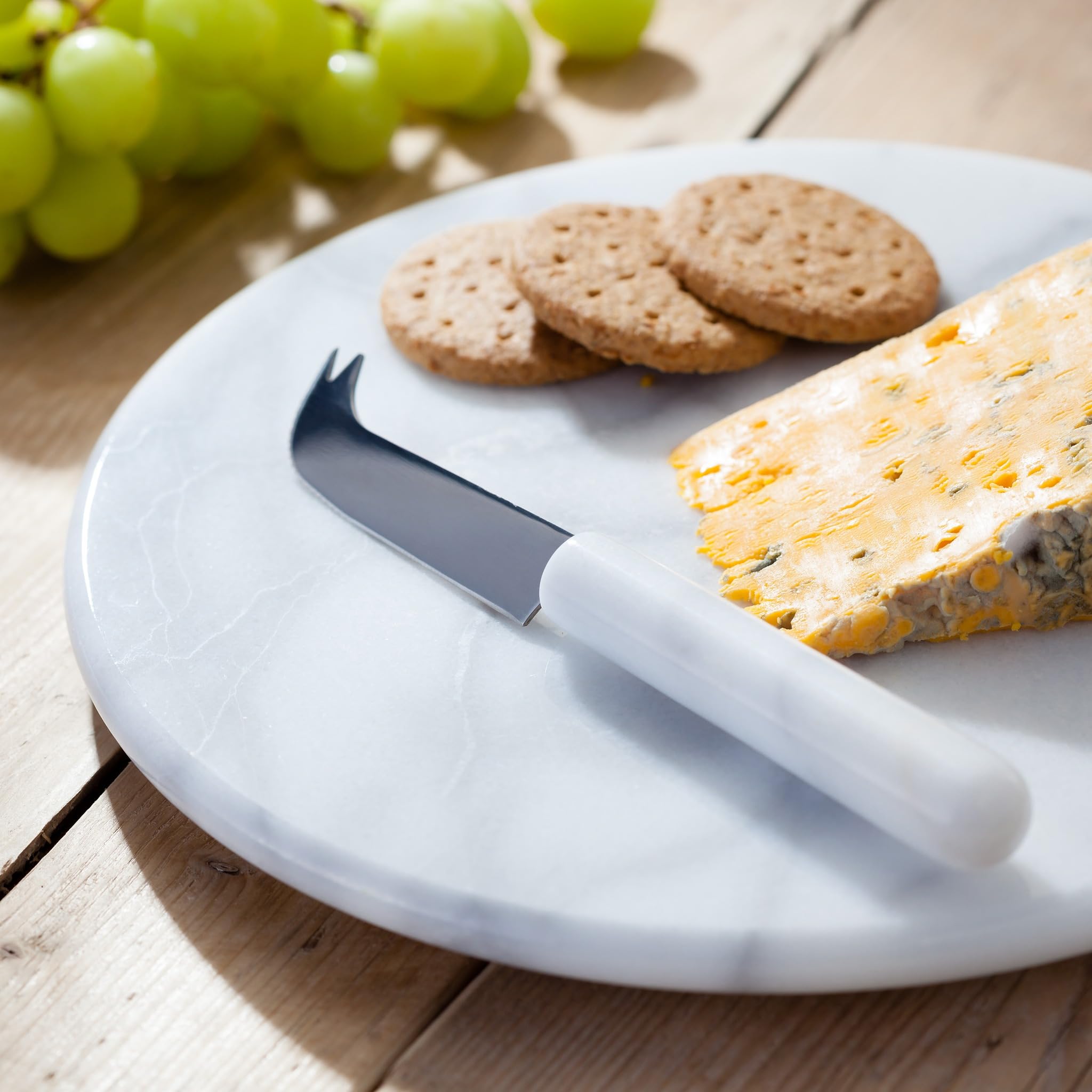 Judge Marble Cheese Board with Matching Cheese Knife 26cm Diameter, Non-Slip Feet, Suitable for Cakes, Fruit and Cheeses