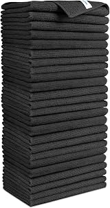 AIDEA Microfibre Cleaning Cloths Pack 24 30 x 30 cm Black