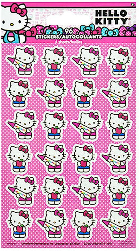 amazoncom hello kitty stickers 4 sticker sheets of 24 hello kitty