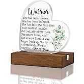 She's a Warrior! Gifts for Cancer Patients,Stay Strong for Friend Sister, Friends Apart, Send Love Gift, Sympathy Keepsake Encouragement Gift, Home Office Decor Acrylic Sign Plaque XA421