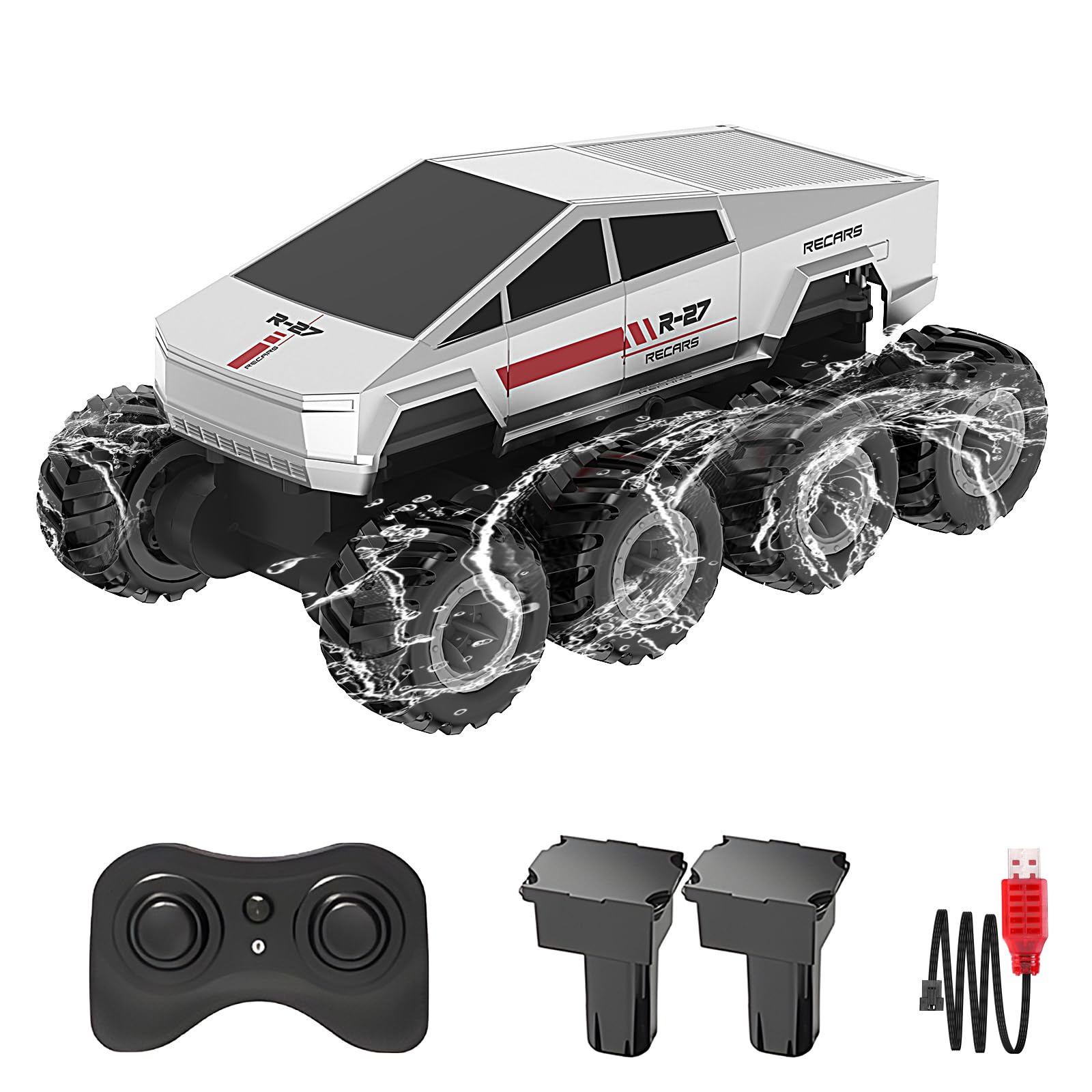 RC Car Remote Control Truck: - 8WD Amphibious RC Truck All Terrain Off-Road Remote Control Car Waterproof Toy Cars 2.4GHz Drift Crawler 360°Rotating for 6+ Years Kids Birthday Chirstmas Gift