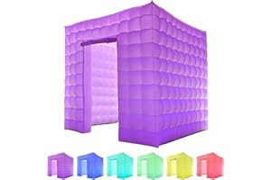 SEWINFLA 1 Door Inflatable Photo Booth, 8.2ftx8.2ft Portable 16 Colors Dimmable Shooting Inflatable Photo Booth Enclosure with Blower, for Wedding Party Events Birthday Bars (White)