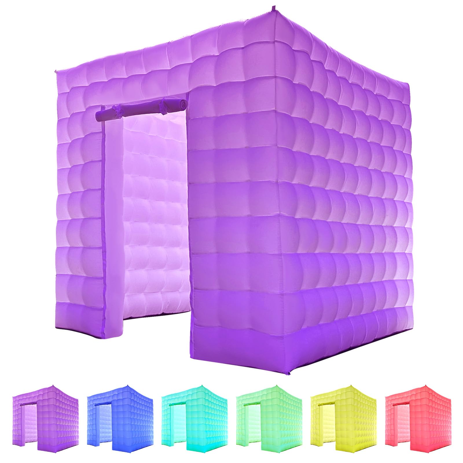 Photo 1 of **COLOR IS WHITE**1 Door Inflatable Photo Booth, 8.2ftx8.2ft Portable 16 Colors Dimmable Shooting Inflatable Photo Booth Enclosure with Blower, for Wedding Party Events Birthday Bars (White)