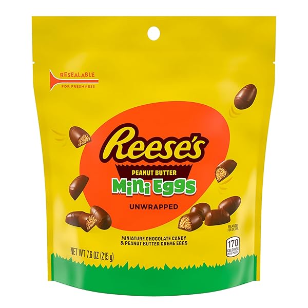 REESE’S UNWRAPPED CHOCOLATE PEANUT BUTTER CREME MINI EGGS, EASTER CANDY BAG, 7.6 OZ
