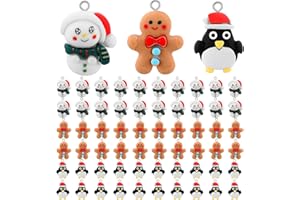 Remuuly 60 Pcs Christmas Gingerbread Man Santa Claus Pendant Snowman Resin Charms Penguin Christmas Resin Charms for Jewelry Making Decorative Christmas Ornaments for DIY Necklace Bracelet