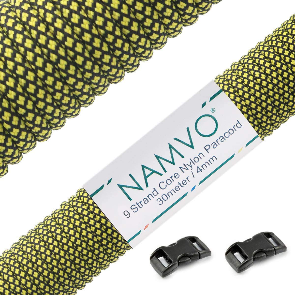 Namvo 550 Paracord Mil Spec Type III 9 Inner Strands Nylon Parachute Cord Strong Breaking Strength 100 Feet Yellow