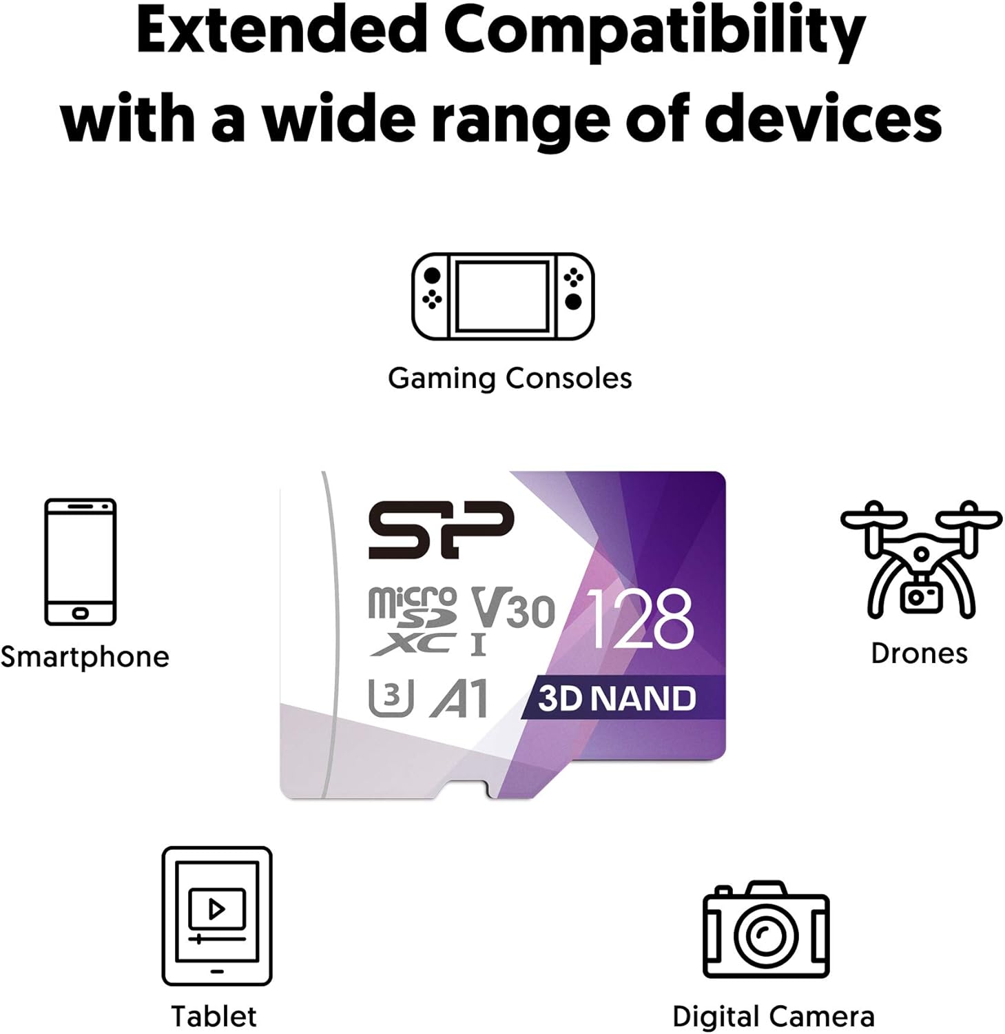 Silicon Power U3 128GB Micro SD Card Nintendo-Switch Compatible, SDXC microsdxc High Speed Class 10 MicroSD Memory Card with Adapter: Computers & Accessories