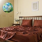 Weddingly Certified 100% Tencel Eucalyptus California King Lyocell Sheets|4 Piece Set|Sateen Weave|True Carbon Zero|Gentle to Skin|Genuity Tags|Natural Sheen|Body Temp Regulation (Chocolate)