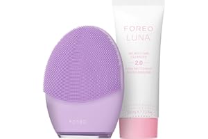 FOREO Deep & Gentle LUNA 4 Sensitive Bundle - Facial Cleansing Brush for Sensitive Skin + LUNA Micro-Foam Face Cleanser 2.0, 3.4 oz - Deep Cleansing and Firming Silicone Face Massager Beauty Set