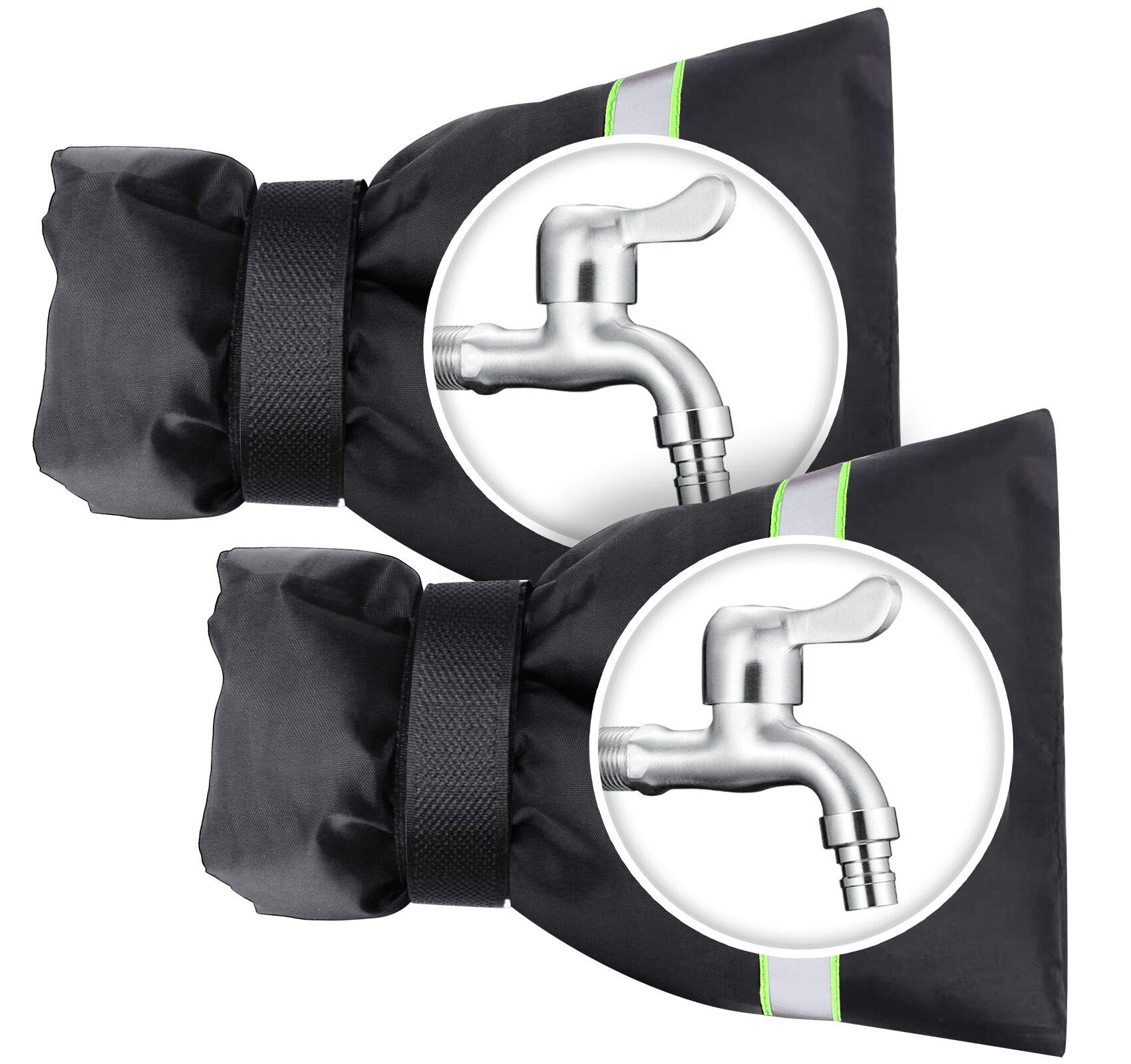 Anstore 2 PCS Cover for Outside Tap, 22x18 cm Thicken Faucet Covers with Reflective Strips, Garden Tap Frost Protector, Thickened Outdoor Tap Cover Jacket Insulated Protector from Freezing Waterproof