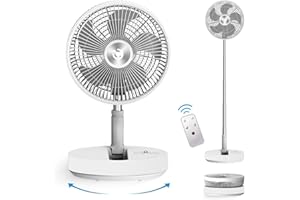 CooCoCo 10" Battery Operated Fan, Portable Travel Fan for Sleeping, Oscillating Fan with Remote Control, Cordless Rechargeable Pedestal Fan, Standing Fan for Bedroom, Home, Office, Dorm