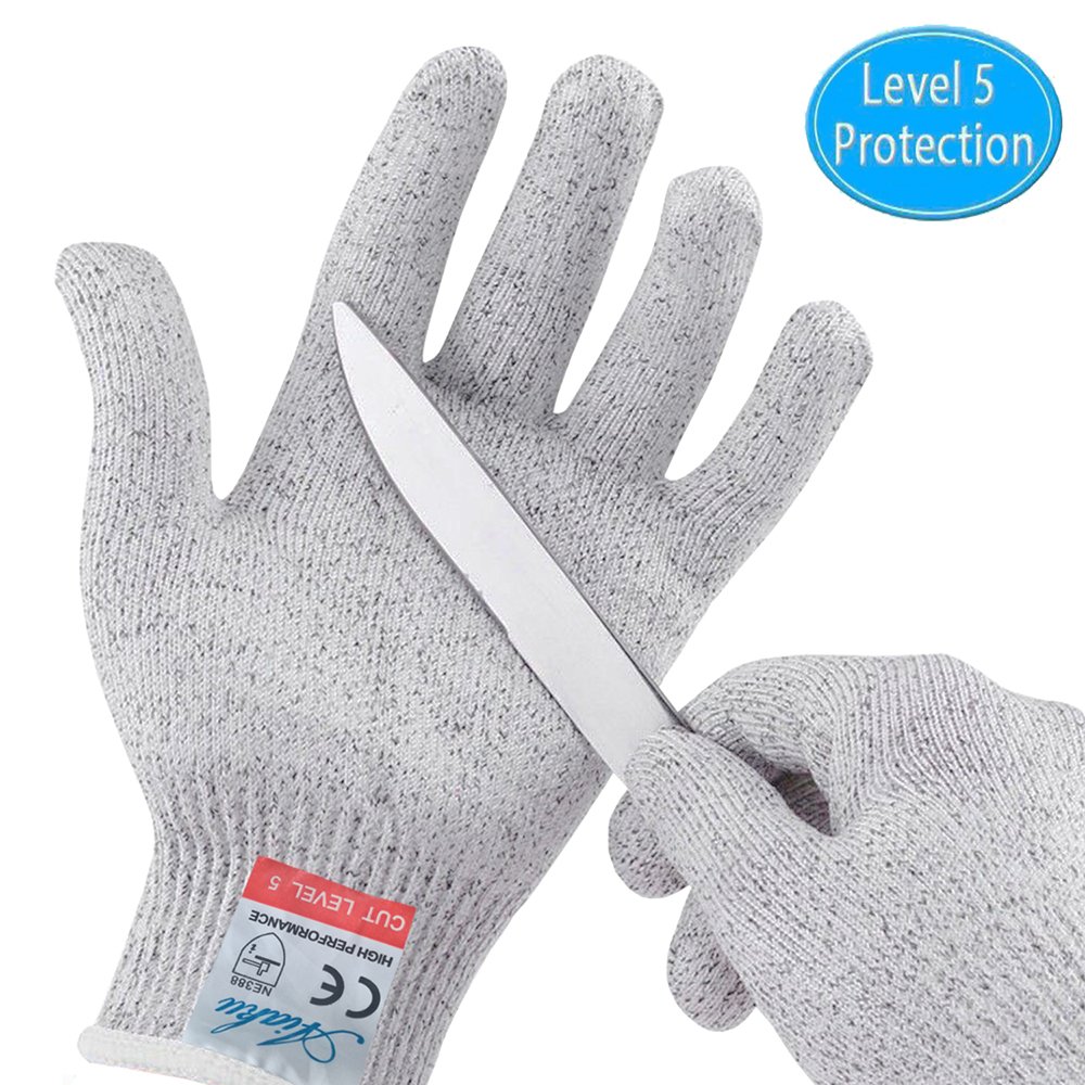 Cut Resistant Gloves, Safety Kitchen Cutting Gloves, Knife Proof Glove for Mandolin Slicing, Wood Carving, Fish Processing and Meat Cutting, EN388 Certified Food Grade Level 5 Protection (Medium)