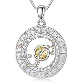 TOUPOP Zodiac Constellation Necklace for Women 925 Sterling Silver Birthstone Pendant Necklaces Zodiac Sign Jewelry Birthday Christmas Gifts for Women Her