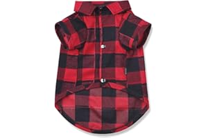 Ctilfelix Dog Shirt Plaid Puppy Clothes for Small Medium Large Dogs Cats Boy Girl Kitten Soft Pet T-Shirt Breathable Tee Outfit Adorable Grid Apparel Halloween Thanksgiving [Red#1; M]