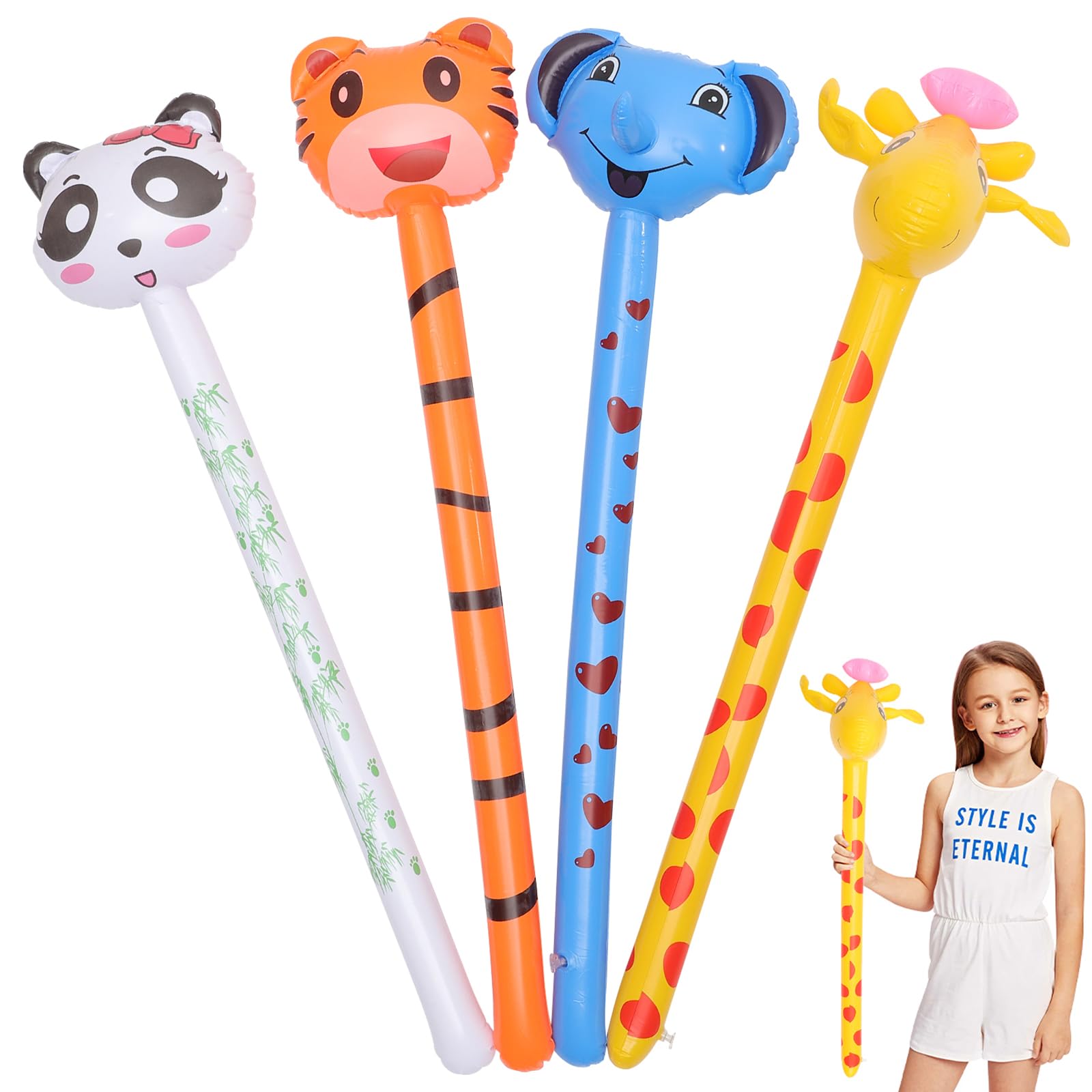 Alipis Inflatable Animal Stick Toys Kids Birthday Party Balloons Light Weight Animal Head Inflatable Toys Easy to Carry and Store 40.94In Creative Outdoor Play