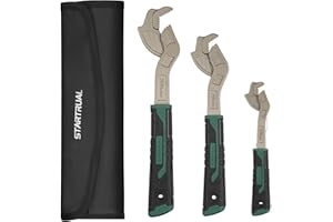 STARTRUAL 6” 8” 10” Self Adjustable Pipe Wrench Set, Chrome Vanadium Steel, Plumbers Wrench, Pipe Vise Wrench with Self Locki