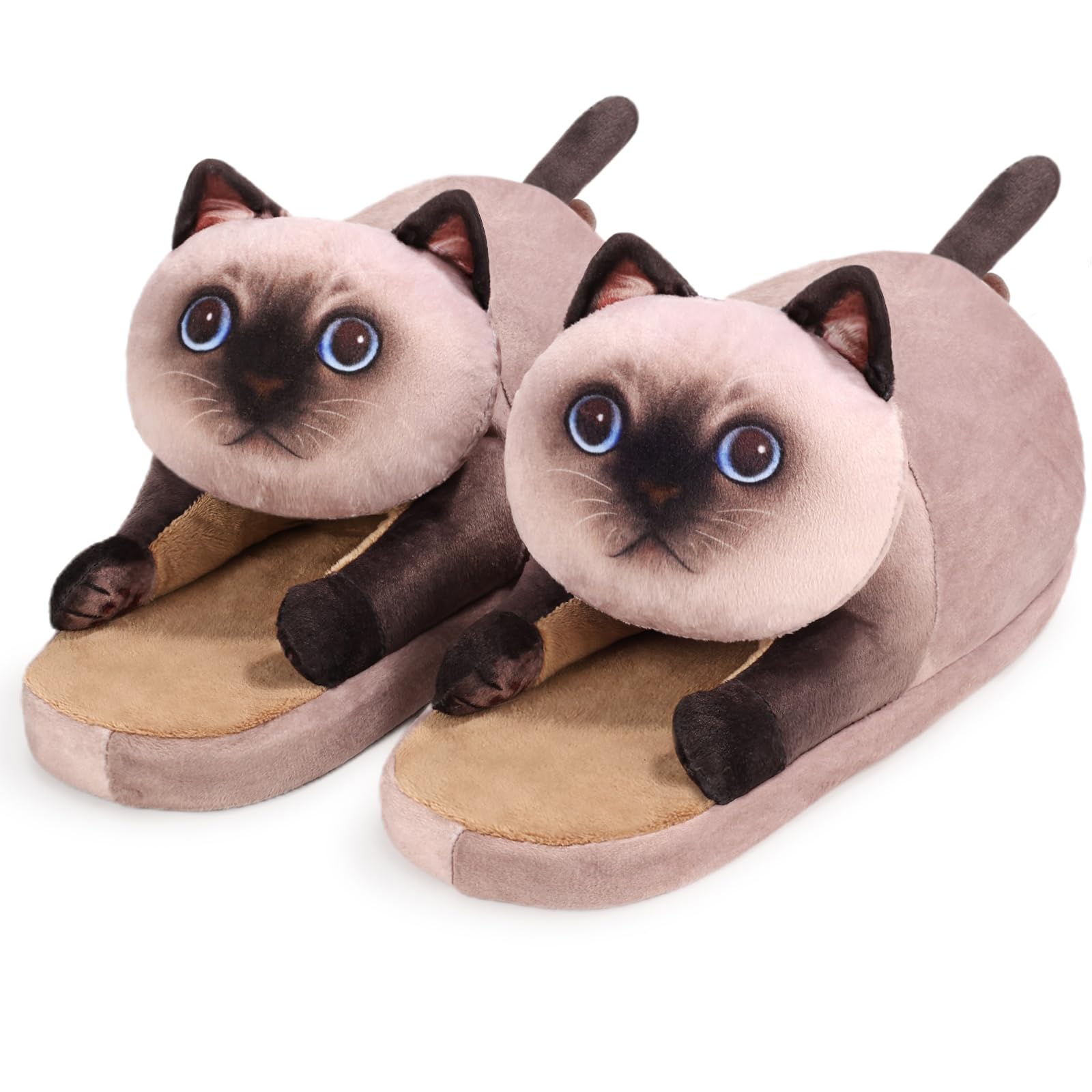 Photo 1 of Infaccial Fuzzy Cat Slippers for Women Indoor and Outdoor,Funny Animal House Shoes with Soft Memory Foam,Comfy Plush Warm Slip-on Slippers,Christmas Gifts for Cat Lover (Siamese cat)