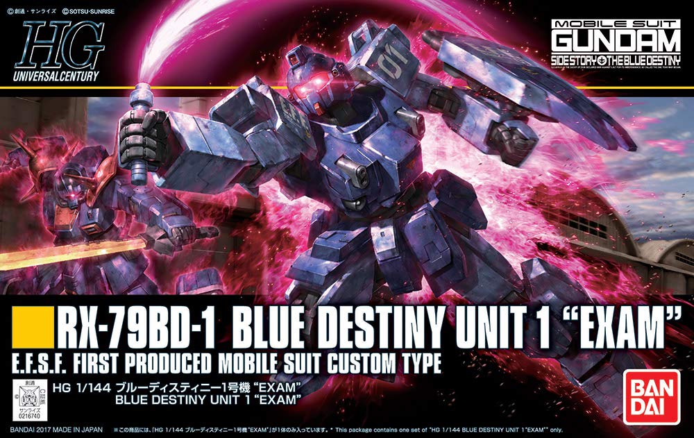 Bandai Hobby HGUC 1/144 Blue Destiny Unit1 Exam Ms Gundam: The Blue Destiny Model Kit Figure