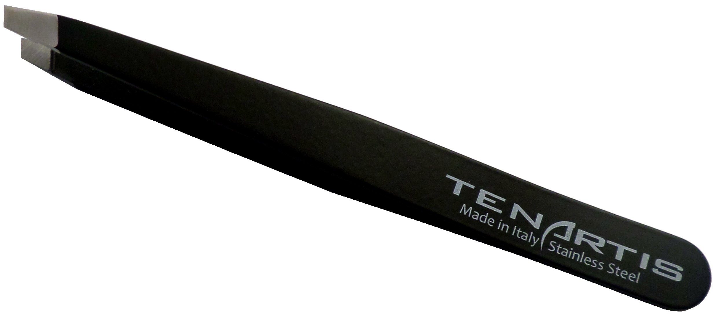 Tenartis 187 Black Slant Hair Tweezers Stainless Steel - Made in Italy