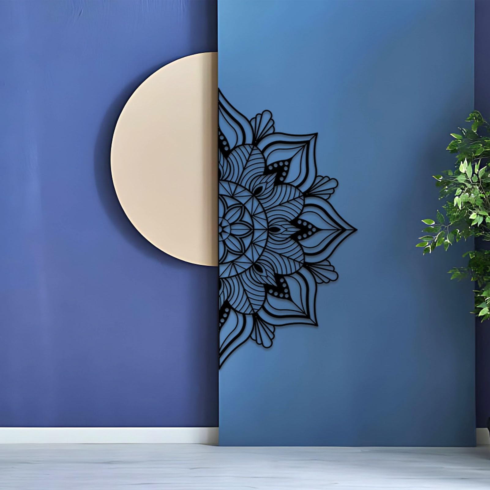 Resama Large Metal Mandala Wall Decor, Unique Lotus Flower Wall Art, Suitable for Office and Home Indoor and Outdoor Decoration (Black, 59‘’x29.5‘’/ 150x75cm) — image 1