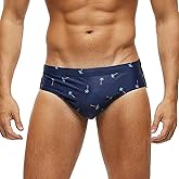 Arcweg Men's Swimming Trunks Briefs Low Waist with Removable Pad Swimwear Elastic Beach Shorts Boxers Underwear