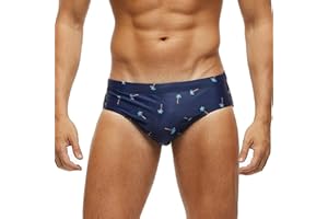 Arcweg Men's Swimming Trunks Briefs Low Waist with Removable Pad Swimwear Elastic Beach Shorts Boxers Underwear