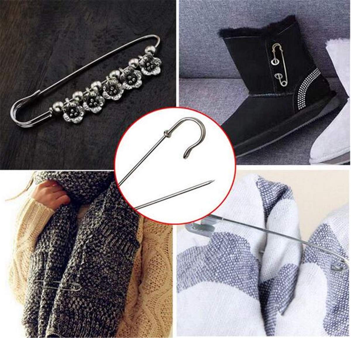 ReachTop Pack of 30 Large Safety Pins, 2.76