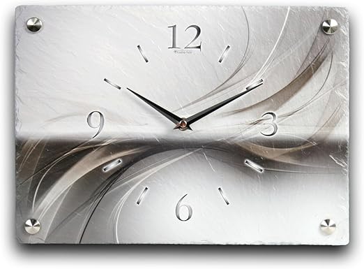 Kreative Feder Abstrakt Wustenwind Designer Wanduhr Funkuhr Aus Schiefer Made In Germany Leise Ohne Ticken Ws122fl Amazon De Kuche Haushalt