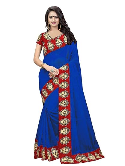 Winza Designer Womens Cotton Saree with Blouse (DEVI BORDER)