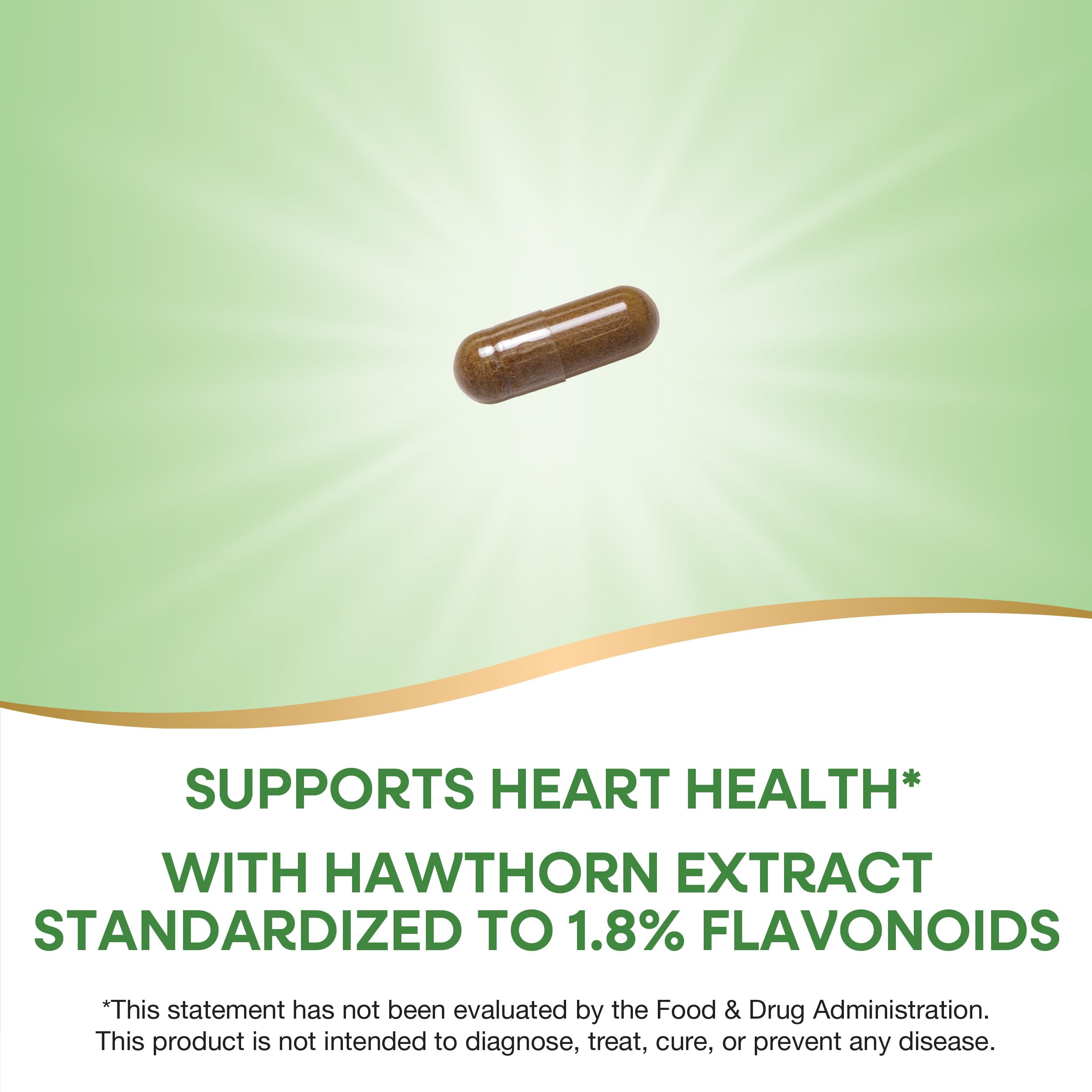 Nature's Way Hawthorn, Premium Extract, Support Heart Health*, Standardized to 1.8% Flavonoids, Non-GMO Project Verified, Vegan, 90 Capsules (Packaging May Vary)