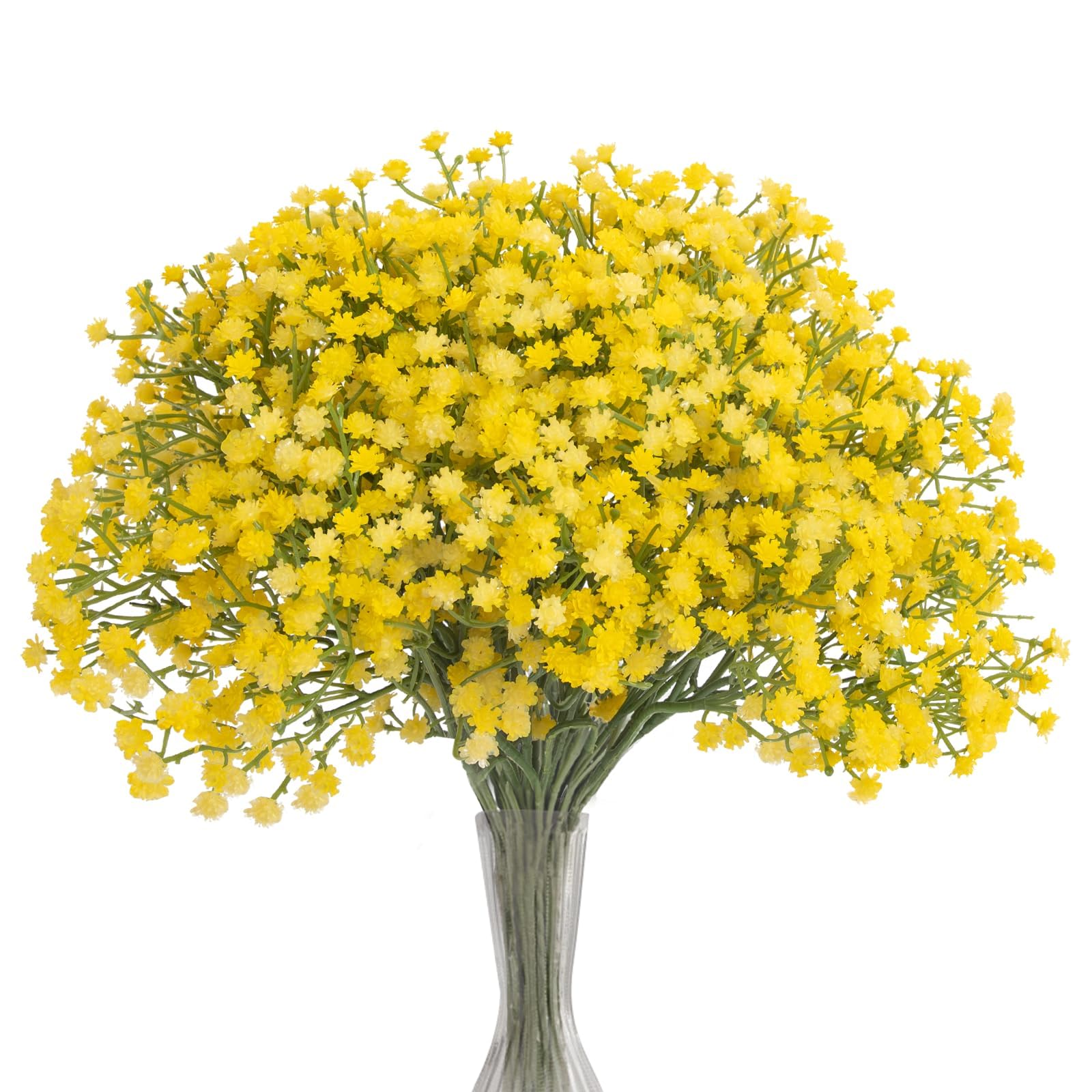 N&T NIETING Gypsophila Artificial Flowers, Baby Breath Flowers Artificial 10Pcs Fake Gypsophila for DIY Wedding Bouquet Party Table Centerpieces Flower Arrangements and Home Decor(Yellow)