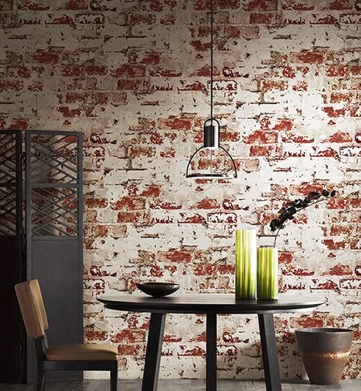 2025 Worn Plaster Brick Wallpaper Rolls Red Whitewash Stucco Brick Wallpaper Bedroom Living Room Bar Wall Decoration 393 7in 20 9in