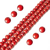 100pcs 8mm Red Turquoise Beads Natural Gemstone Beads Round Loose Beads for Jewelry Making