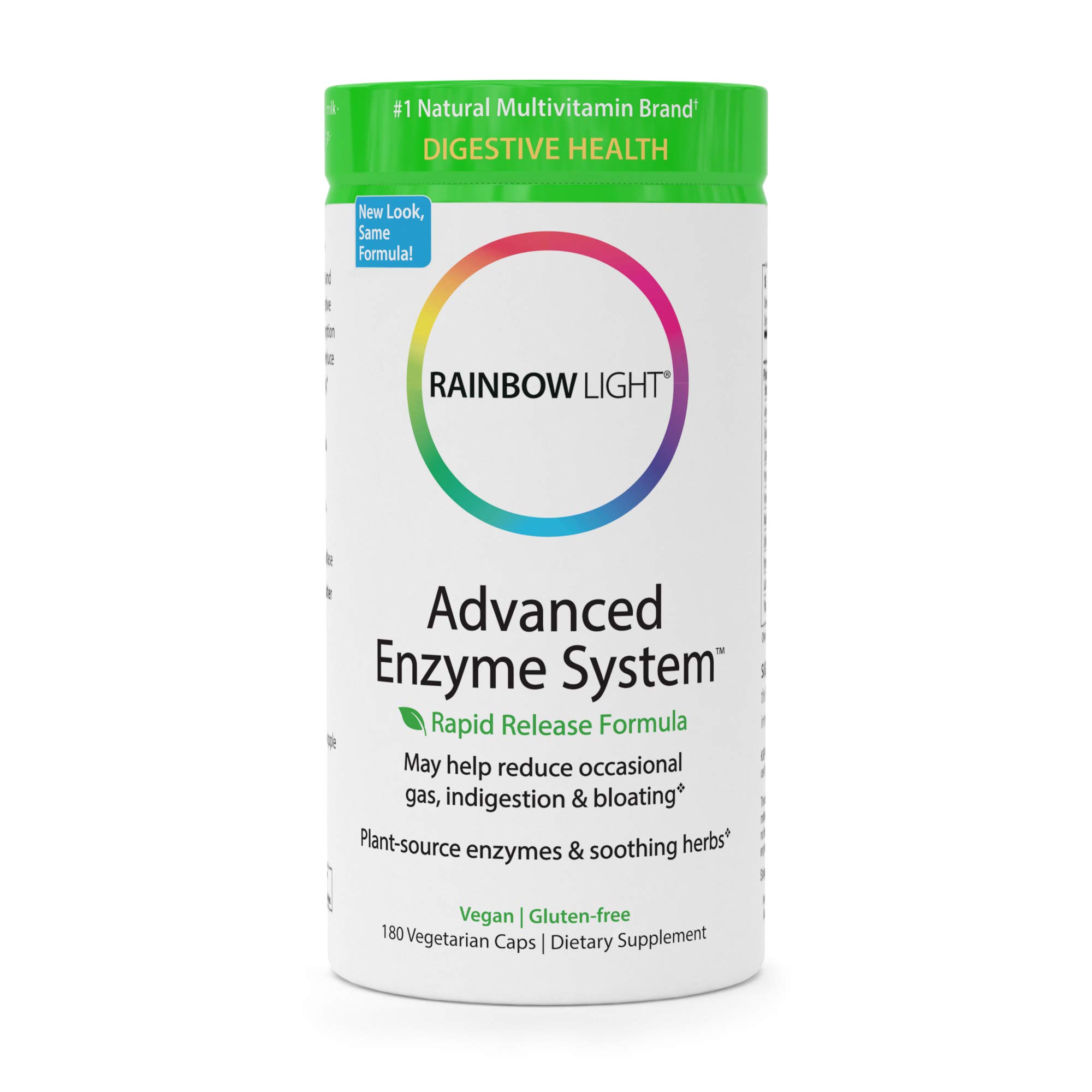 Rainbow Light Advanced Enzyme System - Plant-Sourced Whole Food Enzyme Supplement, Supports Nutrient Absorption and Digestive Health; Vegan and Gluten-Free - 180 vCaps