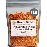 SavorSatch Dried Carrots - Diced, Dehydrated | Resealable Pouch, Certified Kosher, Emergency Supply Food | Ideal for Camping, Soups, Stews, Long-Term Storage - (1 Pound)
