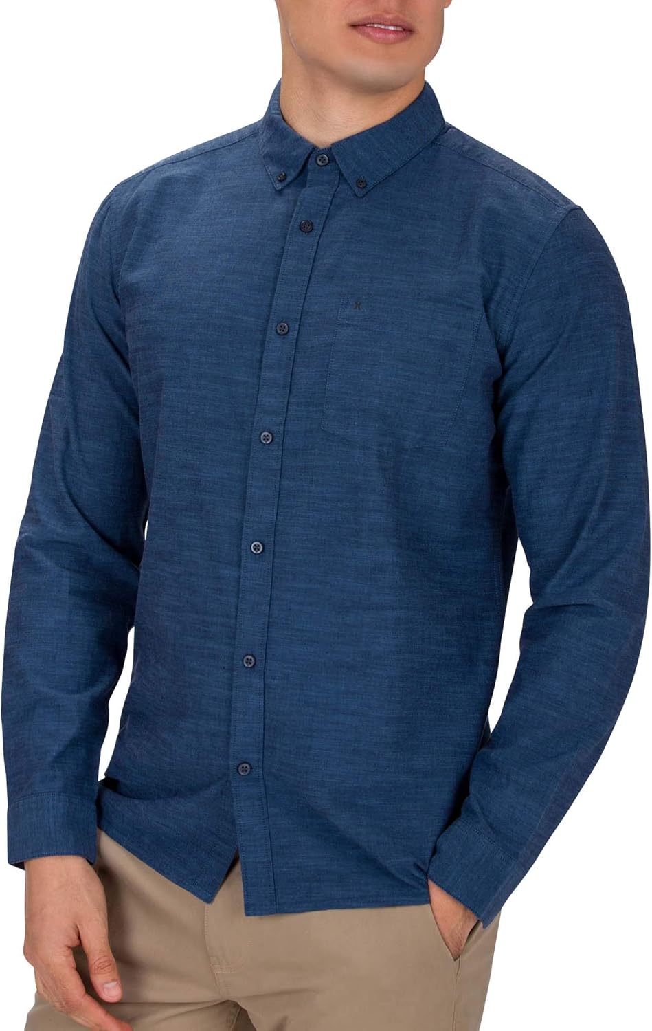 Hurley Men's One & Only Textured Long Sleeve Button Up: Clothing