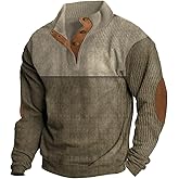 Zhyaj Western Sweatshirts for Men Aztec Retro Pullover Quarter Zip Sweatshirt Mens Stitching Color Fleece Sweatshirt