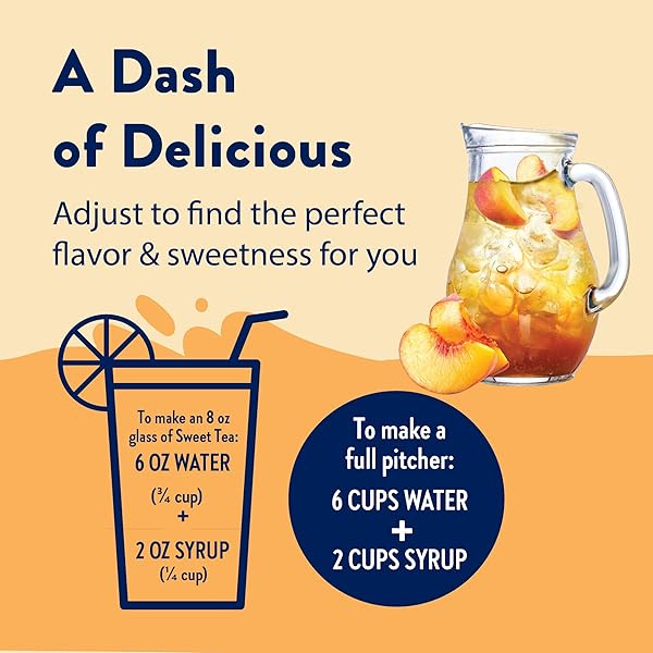 JORDAN’S SKINNY MIXES SUGAR FREE SYRUP, PEACH TEA FLAVOR, FLAVORED WATER ENHANCER, DRINK MIX FOR ICE TEA, LEMONADE & MORE, ZERO CALORIE FLAVORING, KETO FRIENDLY, 25.4 FL OZ, 1 PACK