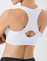 FITTIN Racerback Sports Bra Women High Impact Padded Seamless White view 3