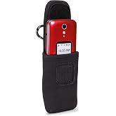 USA Gear Flip Phone Belt Case Compatible with Jitterbug 2, Alcatel GO, Nokia 2780, Tracfone TCL 2, Artfone G3 and more - Neoprene Flip Phone Pouch, Belt Loop, Carabiner Clip, Easy Access Hook and Loop