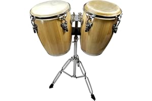 Zenison 9 & 10 inch Conga Drums with Stand Latin Percussion Natural Wood