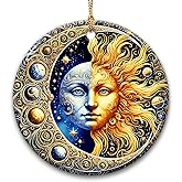 CHOANG Sun and Moon Ornament - Mystical Celestial Ceramic Christmas Tree Decoration - Astrology Boho Home Decor - Spiritual Cosmic Gift for Friends, Family, and Stargazers, Explorer, Sky Gazer