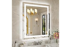 WTTY LED Bathroom Mirror 30"x36" with Backlit and Front Light,Dimmable LED Mirror for Bathroom,Anti-Fog Lighted Bathroom Vanity Mirror Modern for Wall,Memory Function,Shatter-Proof